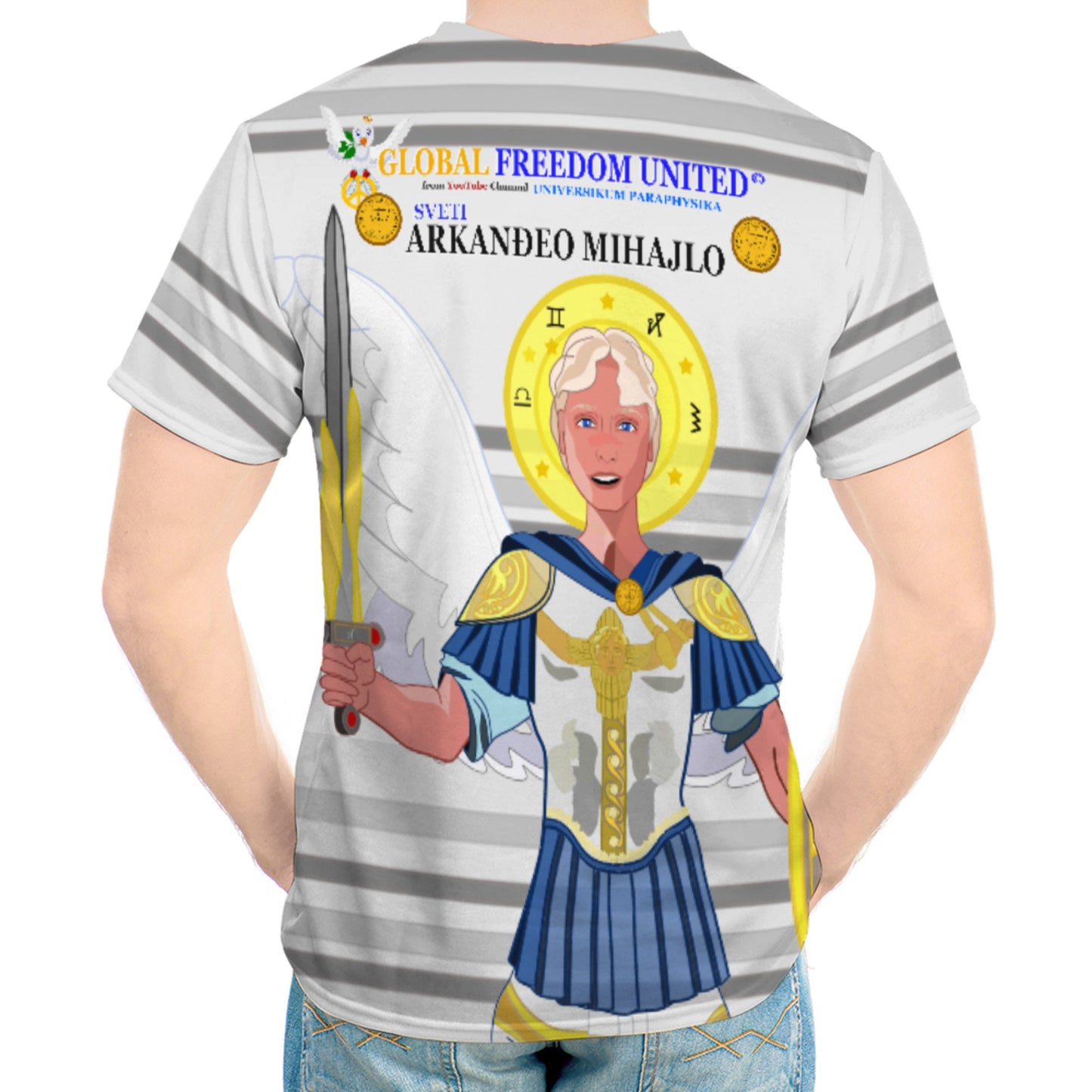 Men´s T-shirt Global Freedom United Archangel Michael Croatia V1 Grey