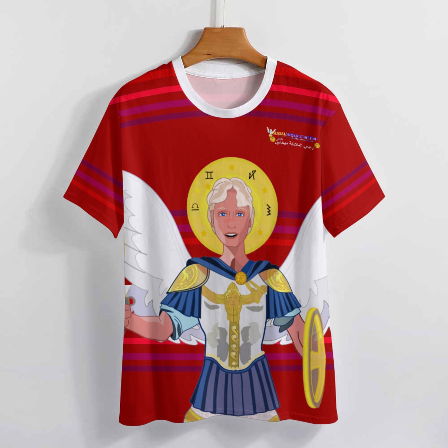 Women´s T-shirt Global Freedom United Archangel Michael Arabic V1 Red