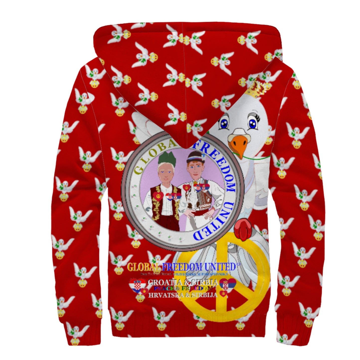 Plush Hoodie GLOBAL FREEDOM UNITED© Men Croatia & Serbia Red