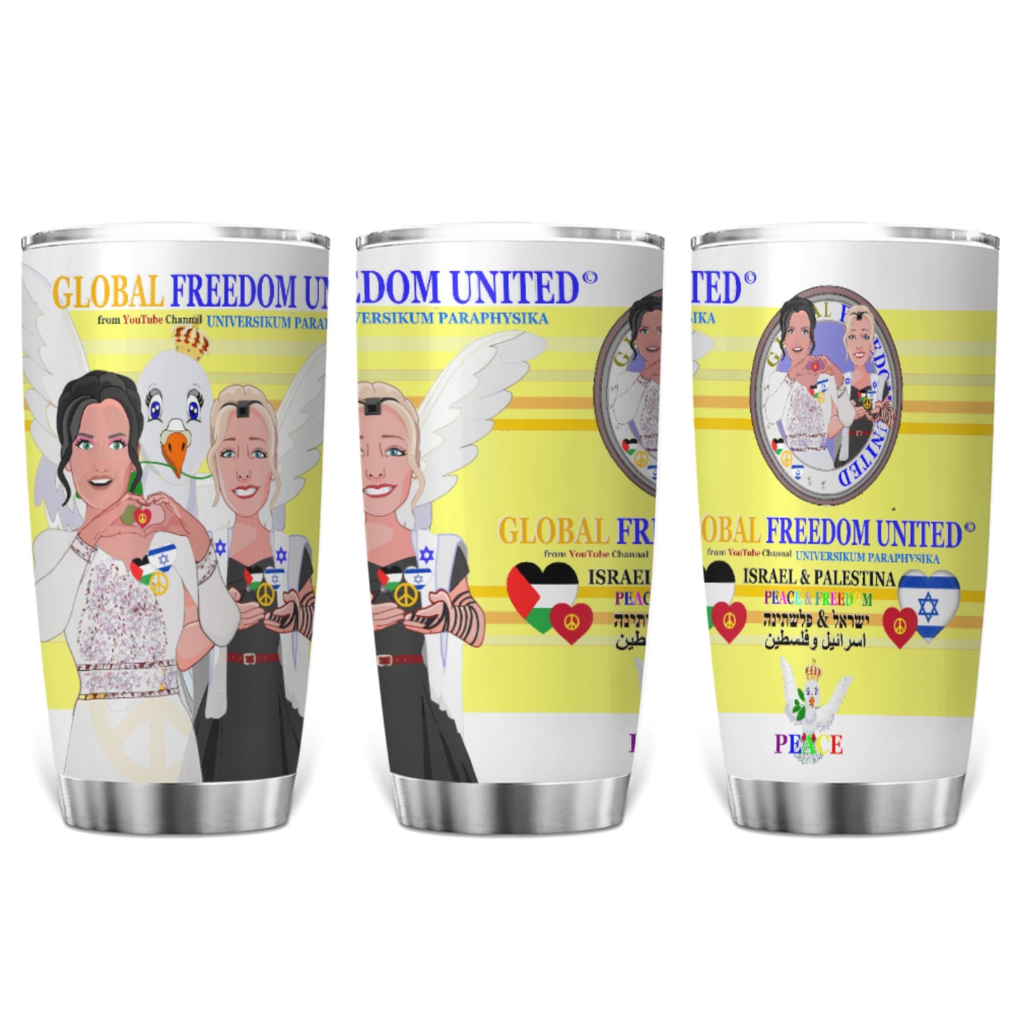 Tumbler Global Freedom United Women Palestina & Israel Yellow