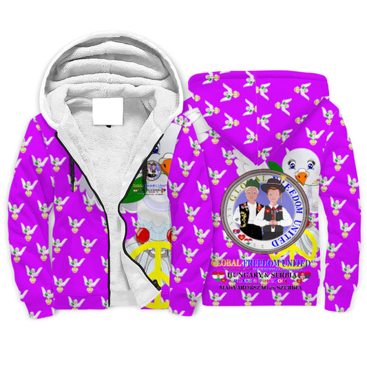 Plush Hoodie GLOBAL FREEDOM UNITED© Men Serbia & Hungary Lilac