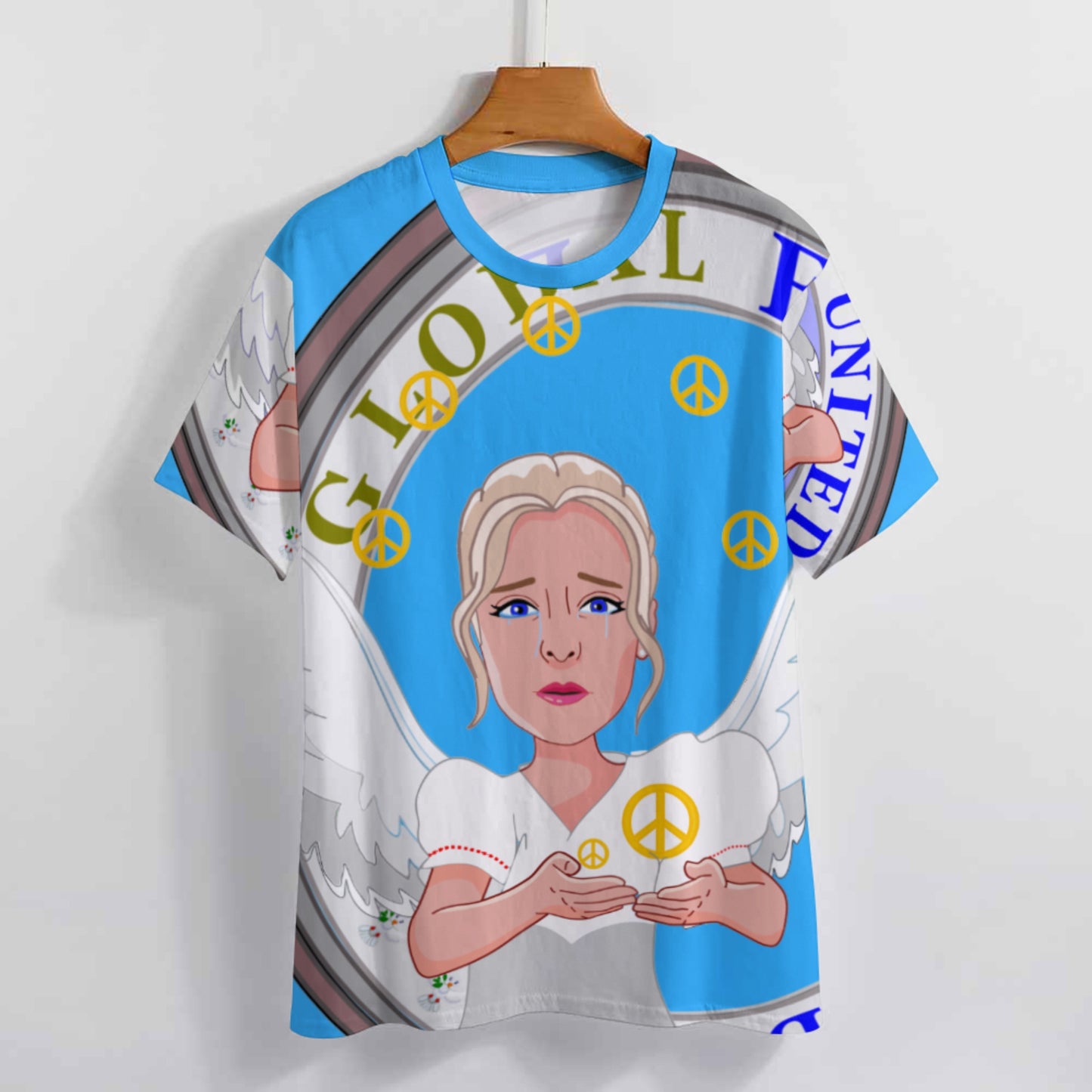 Women´s T-shirt " Global Freedom United Women Peace Of Angel Old Peace Blue
