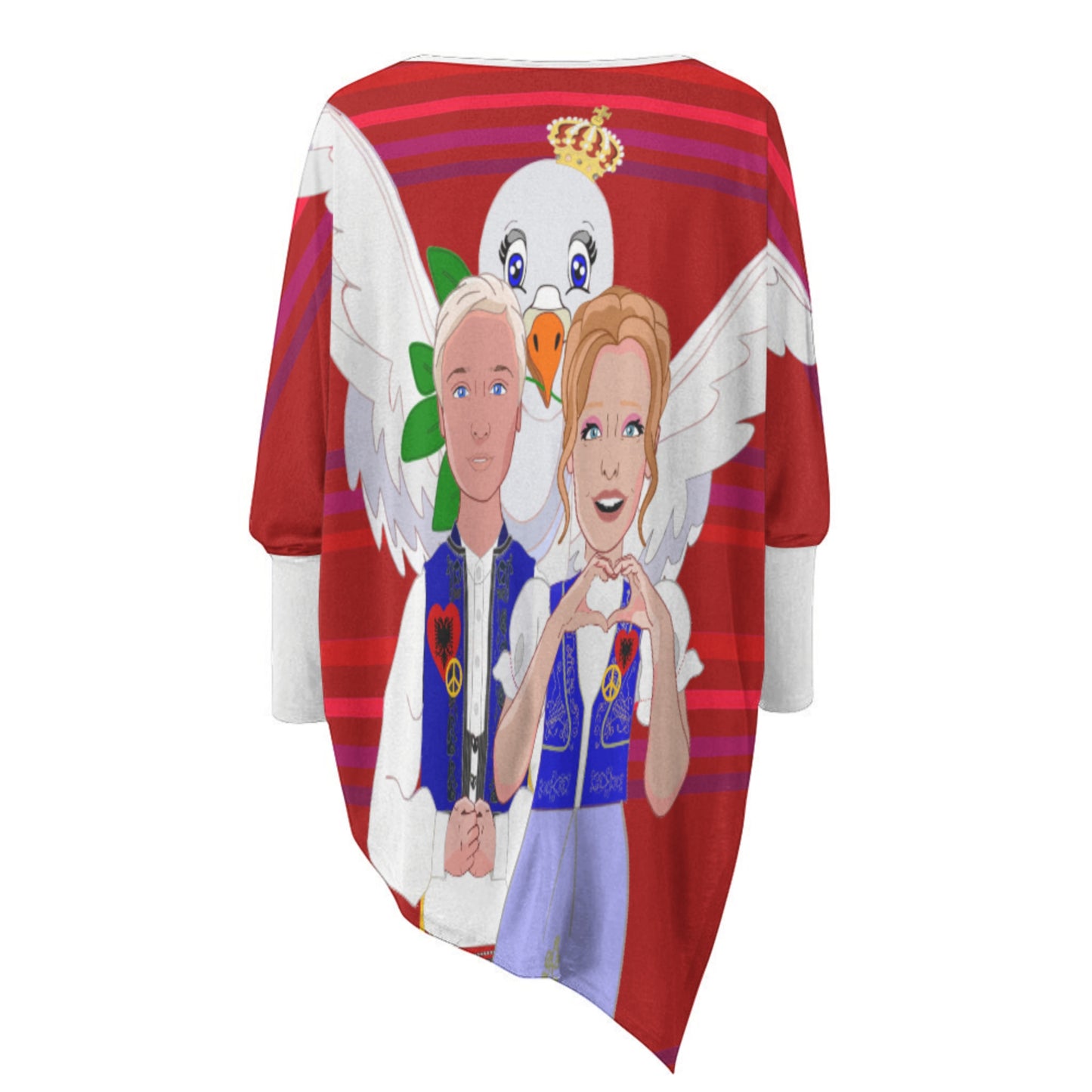 Pullover Long Sleeve T-shirt GLOBAL FREEDOM UNITED© Couple Albania Red