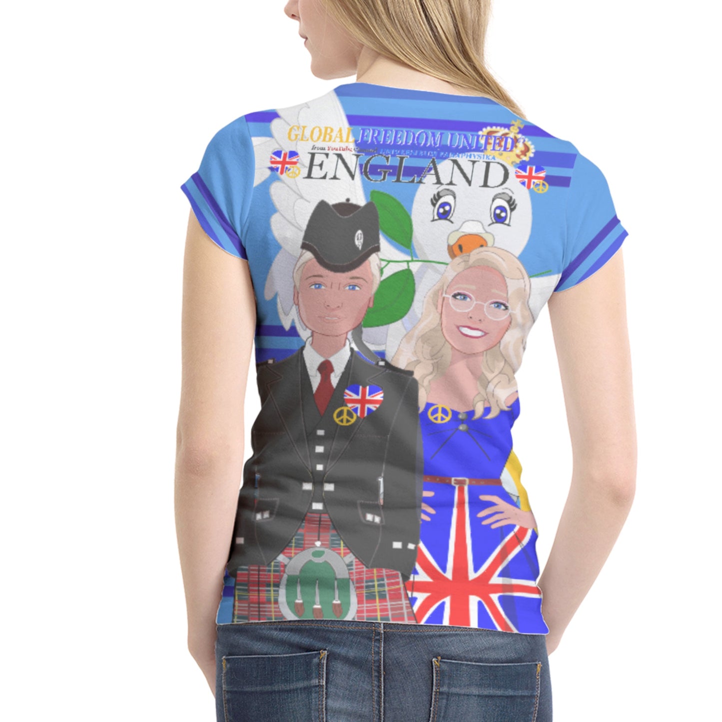 Women´s T-shirt GLOBAL FREEDOM UNITED© Couple England Deep Blue