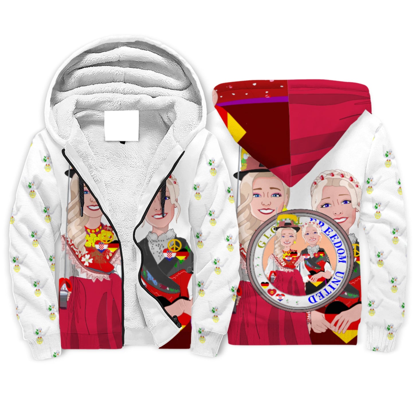 Plush Hoodie GLOBAL FREEDOM UNITED© Women Croatia & Germany Big