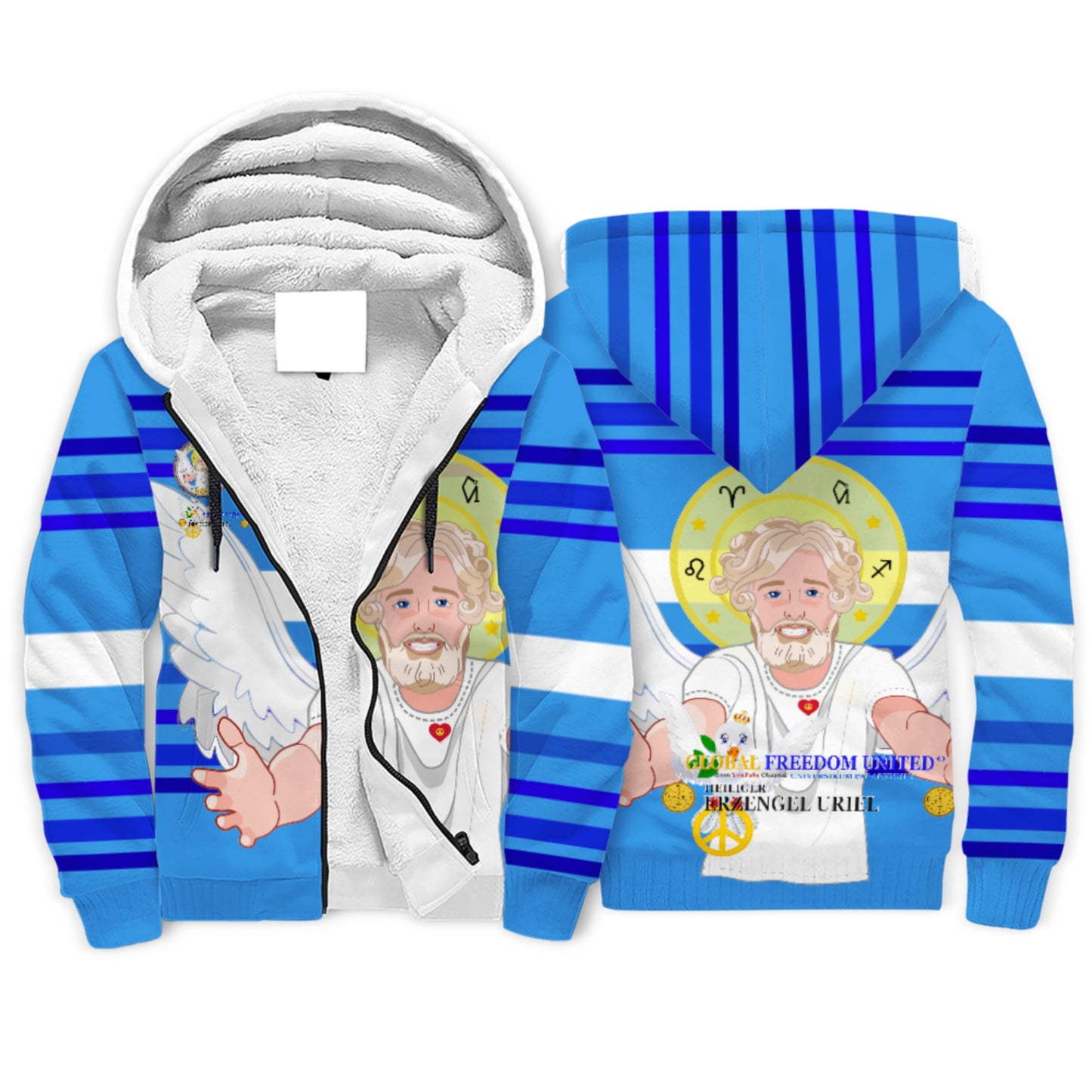 Plush Hoodie Global Freedom United Archangel Uriel German Deep Blue