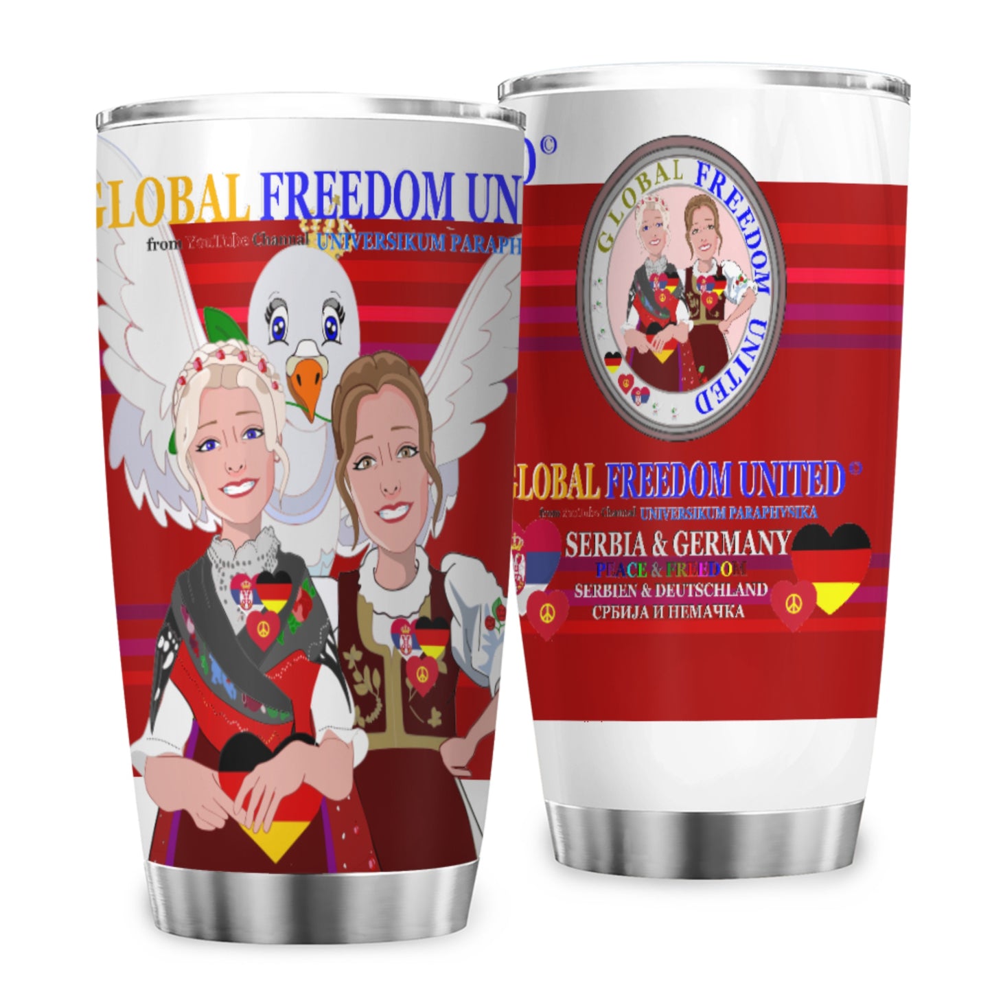 Tumbler GLOBAL FREEDOM UNITED© Women Serbia & Germany Red
