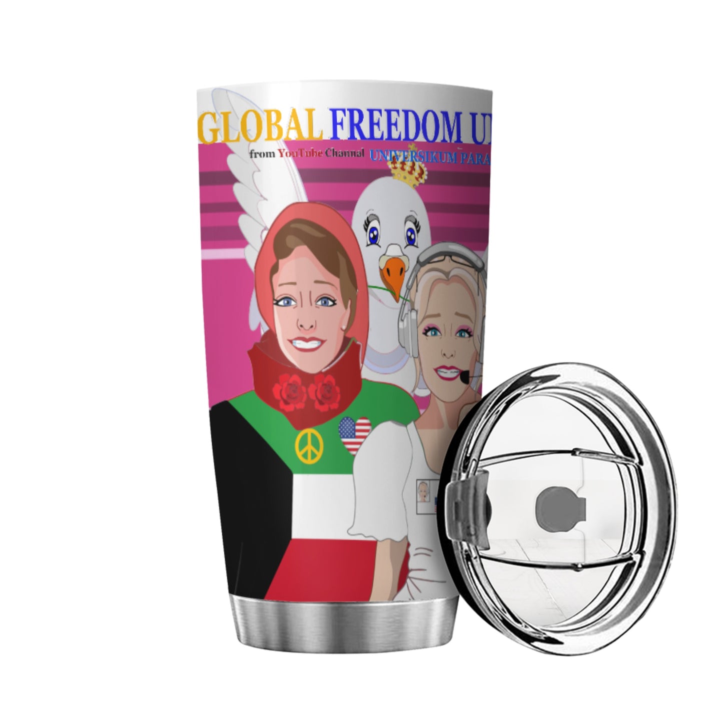 Tumbler Global Freedom United Women Kuwait & Usa Old Peace Pink