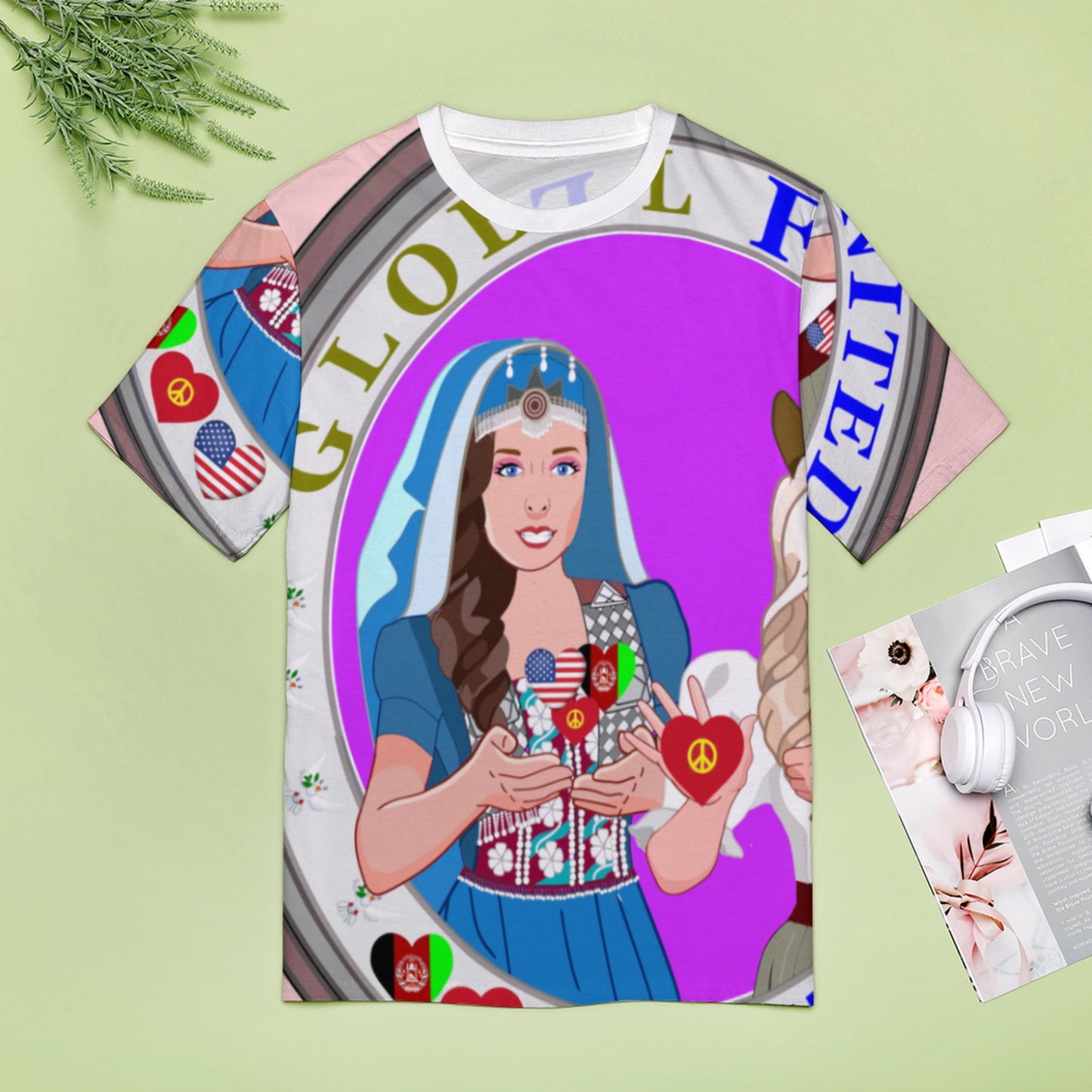 Women´s T-Shirt 3 GLOBAL FREEDOM UNITED© AFGHANISTAN & USA  Pink