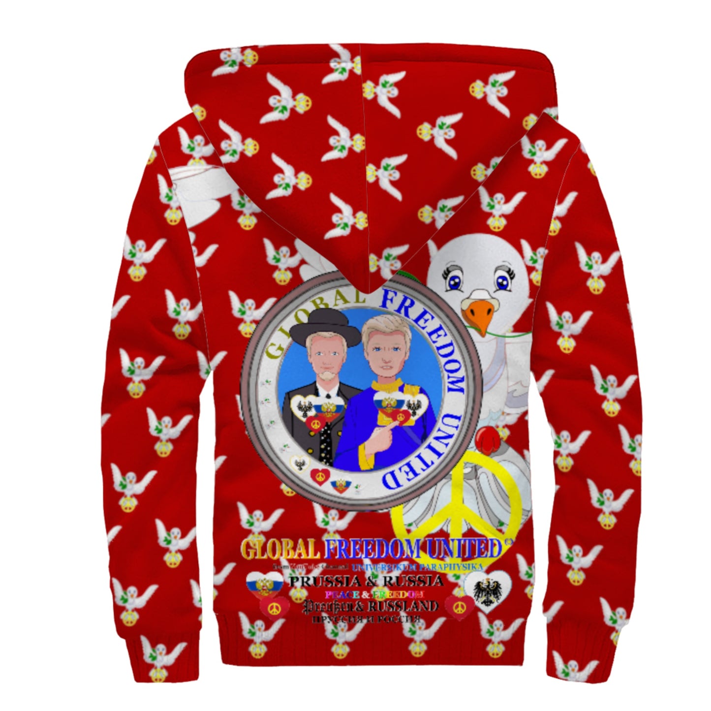 Plush Hoodie GLOBAL FREEDOM UNITED© Men Prussia & Russia Red