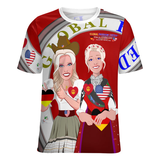 Women´s T-Shirt 3 GLOBAL FREEDOM UNITED© Women USA & Germany Red