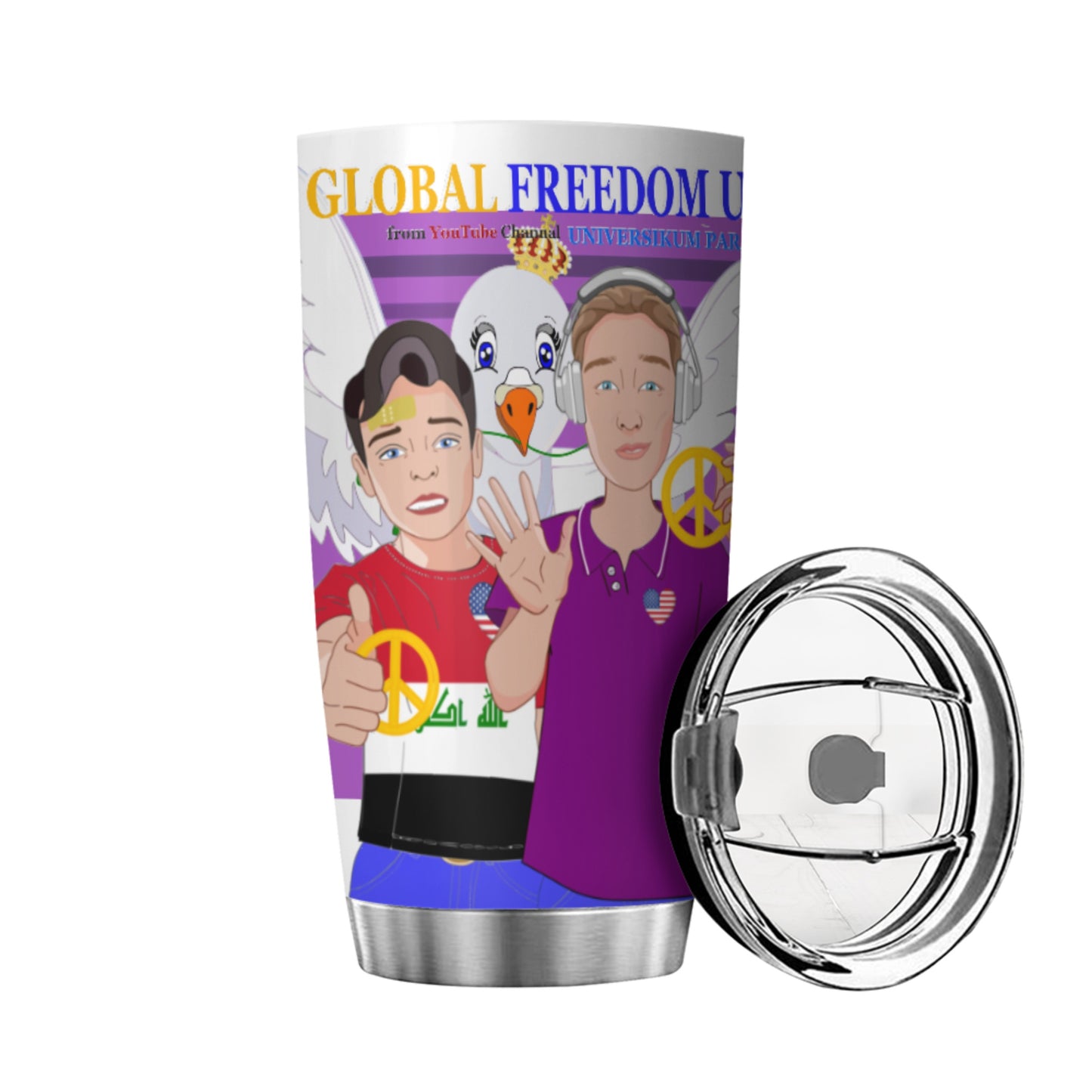 Tumbler GLOBAL FREEDOM UNITED© Men Iraq & USA Lilac