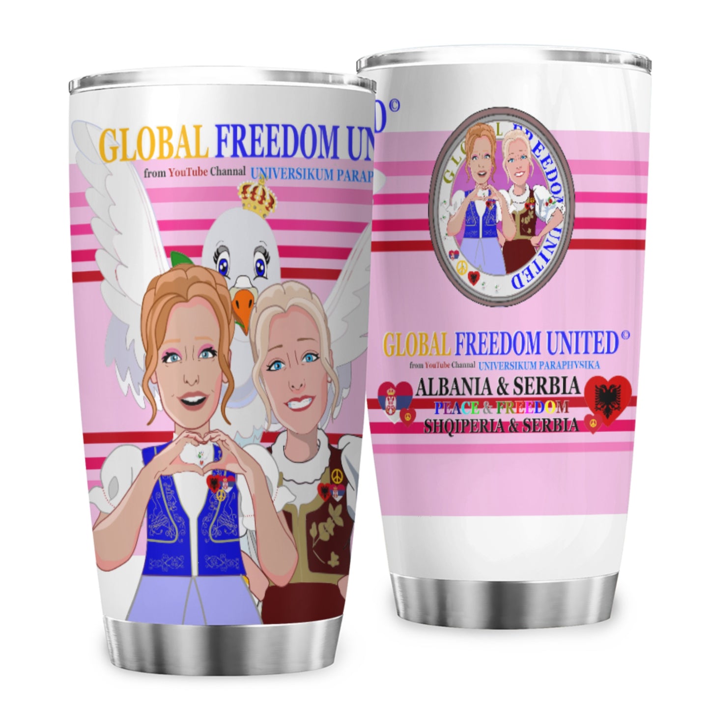 Tumbler Global Freedom United Women Albania & Serbia Old Peace Pink2