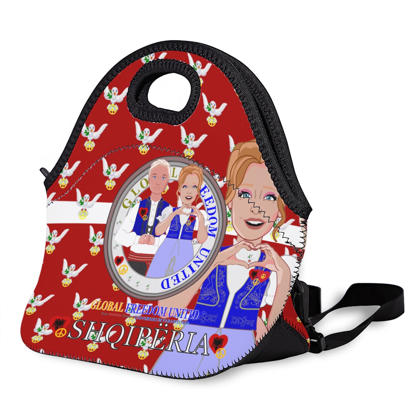 Leather Meal Bag GLOBAL FREEDOM UNITED© Couple Albania Red