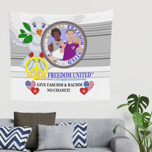 Tapestry GLOBAL FREEDOM UNITED© Men Anti Fascism & Racism USA Grey