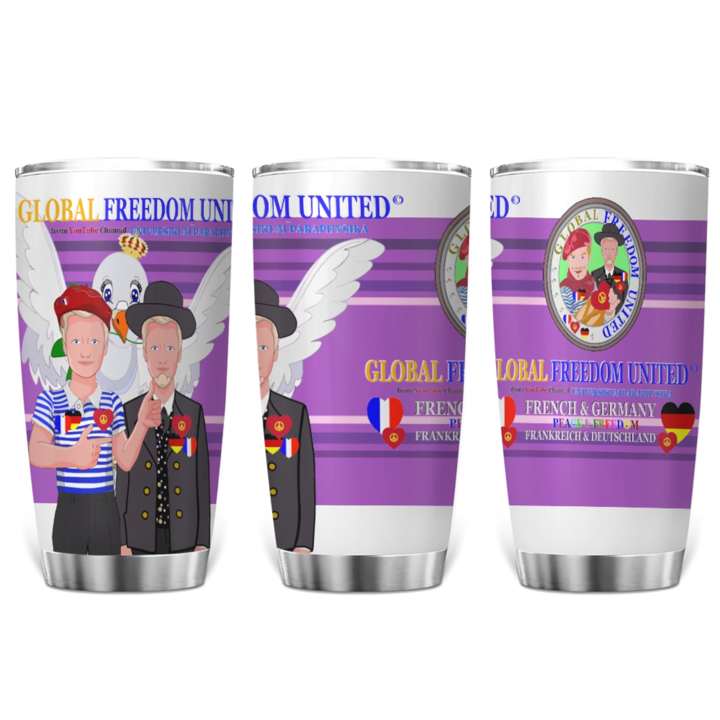 Tumbler Global Freedom United Men French & Germany Old Peace Lilac