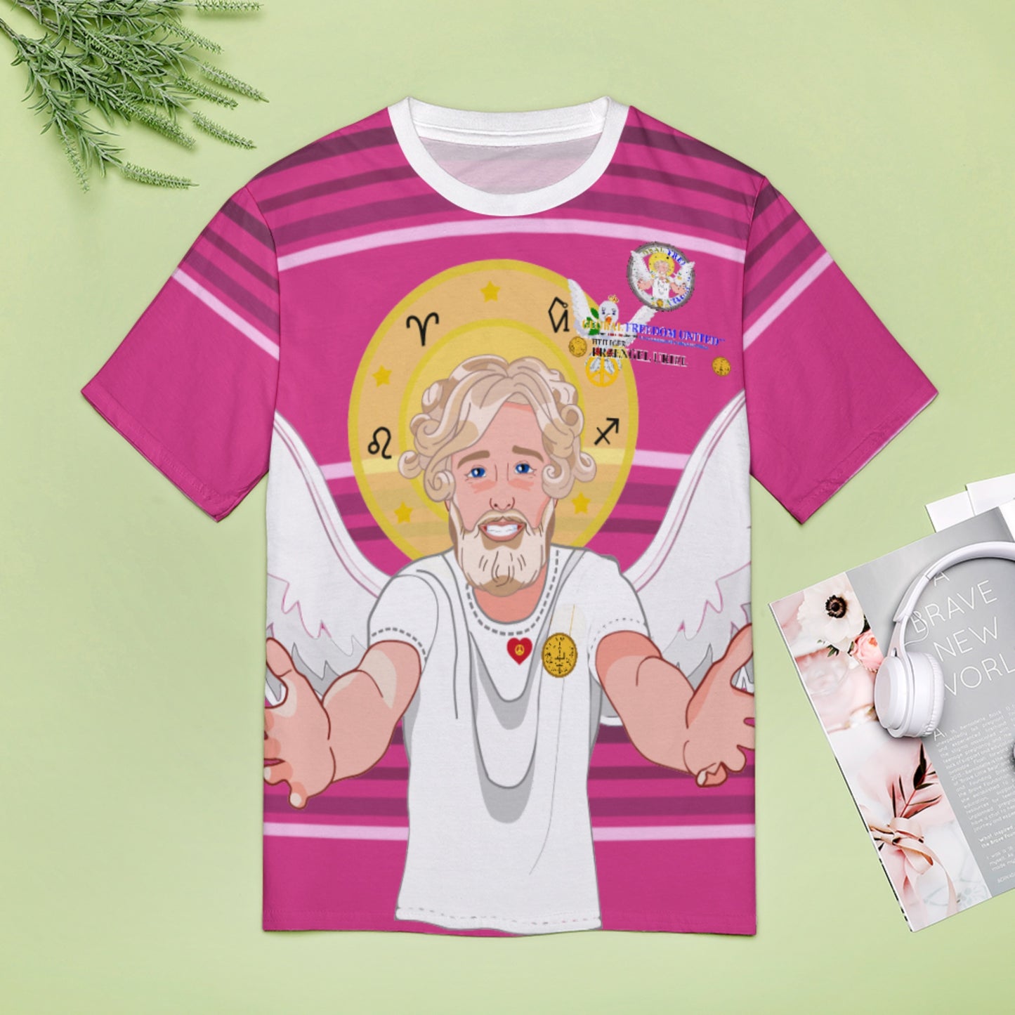 Women´s T-shirt 2 Global Freedom United Archangel Uriel German  Pink1