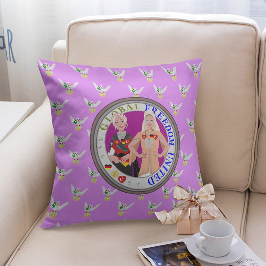GLOBAL FREEDOM UNITED WOMEN GERMANY & TURKEY OLD PEACE LILAC 18'' Square Pillow Cover