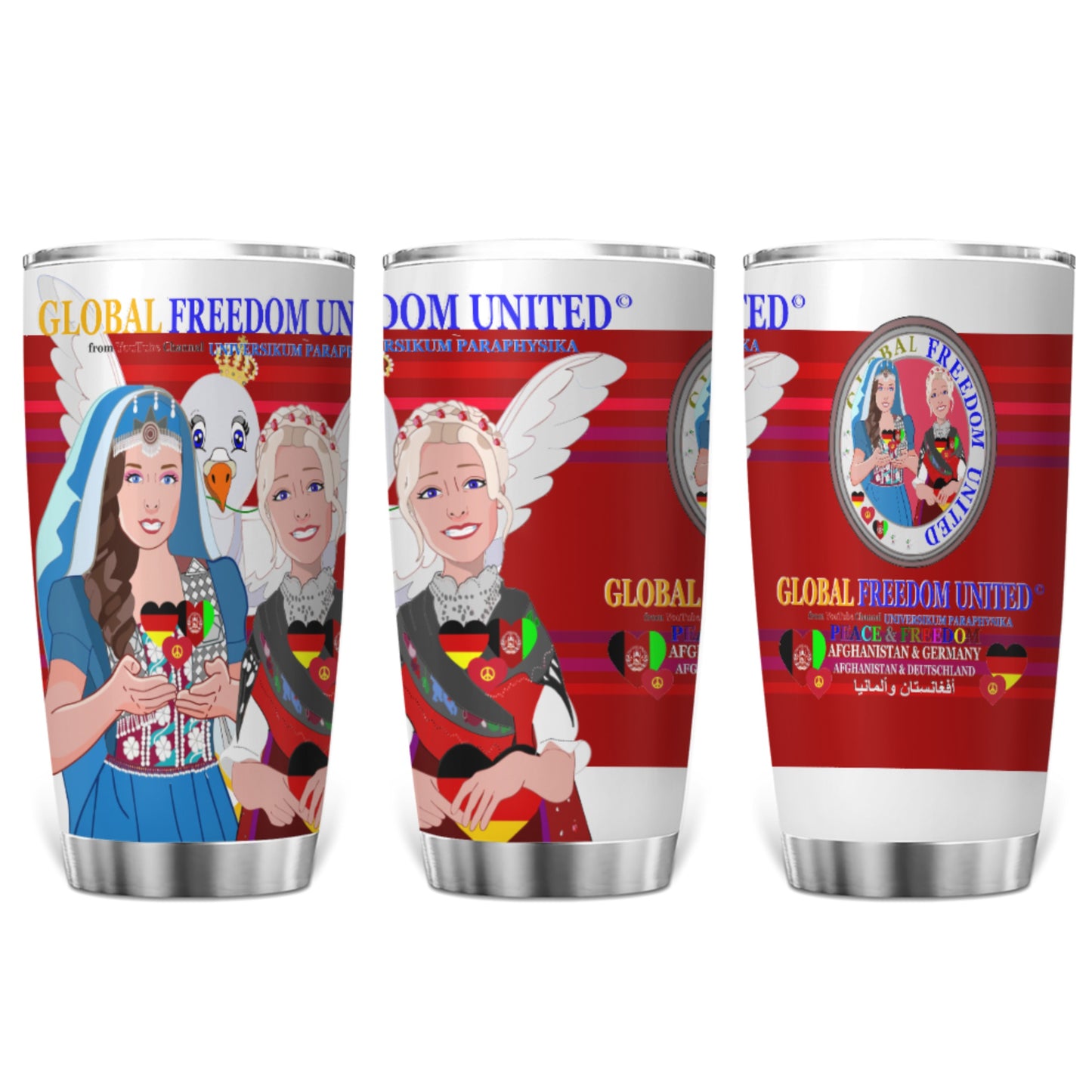 Tumbler Global Freedom United Women Afghanistan & Germany Old Peace Red