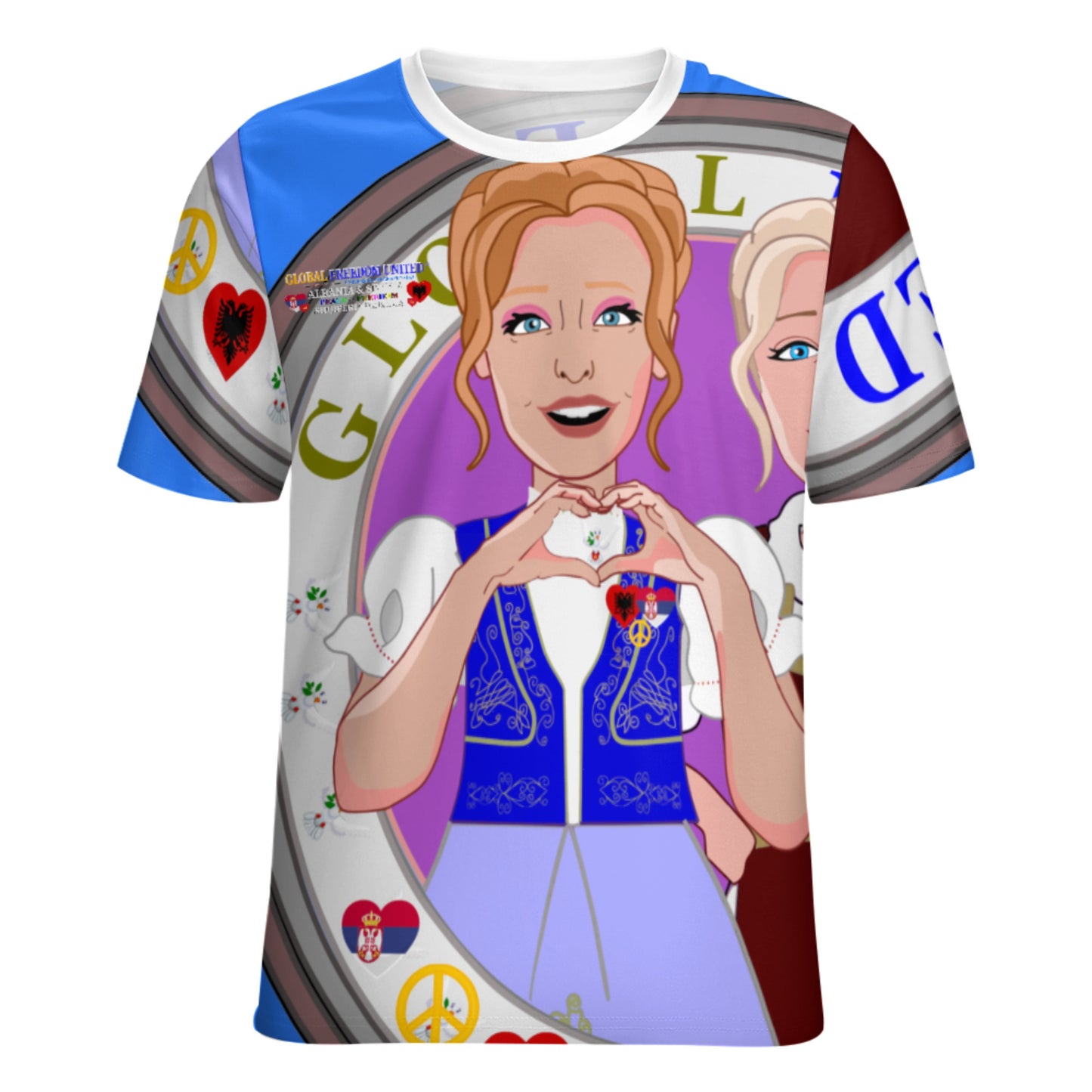 Women's T-shirt 3 GLOBAL FREEDOM UNITED© Women Albania & Serbia  Blue