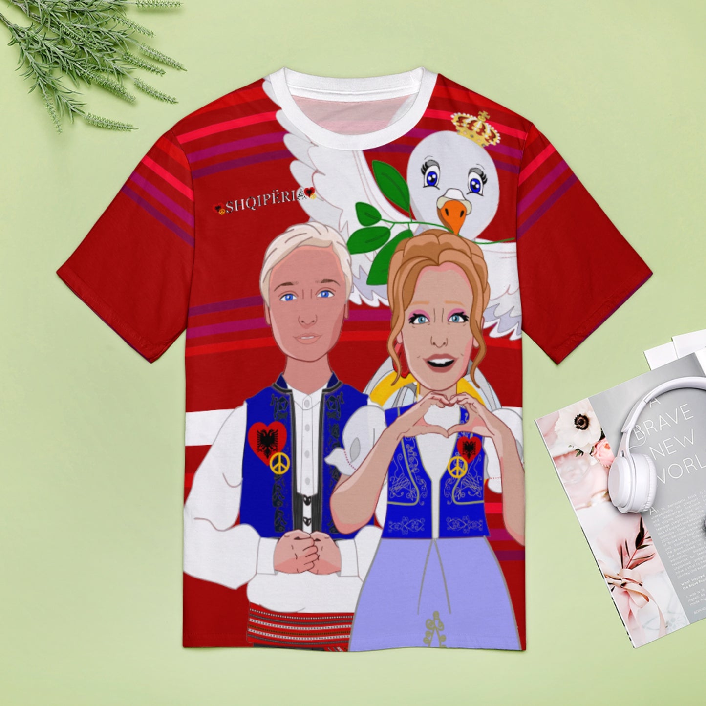 Women´s T-shirt 3 GLOBAL FREEDOM UNITED© Couple Albania Red