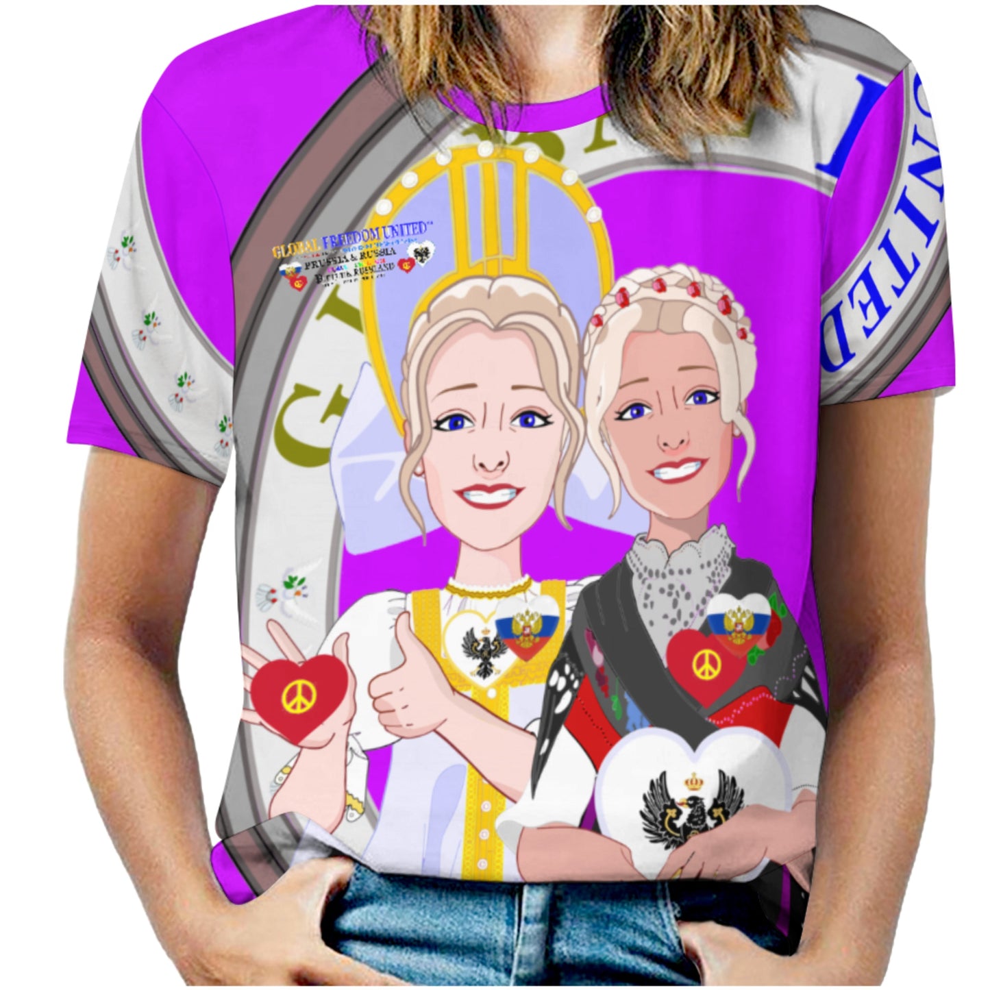 Women´s T-shirt 2 GLOBAL FREEDOM UNITED© Women Prussia & Russia Lilac