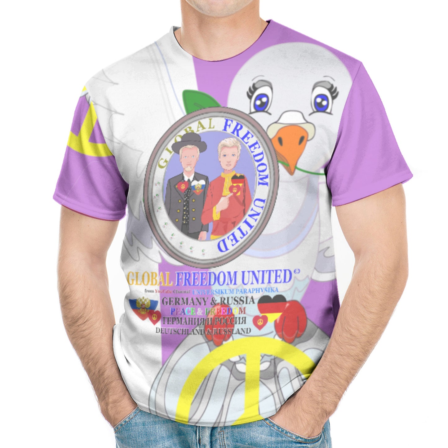 Men´s T-shirt GLOBAL FREEDOM UNITED© Men Russia & Germany V1 Lilac