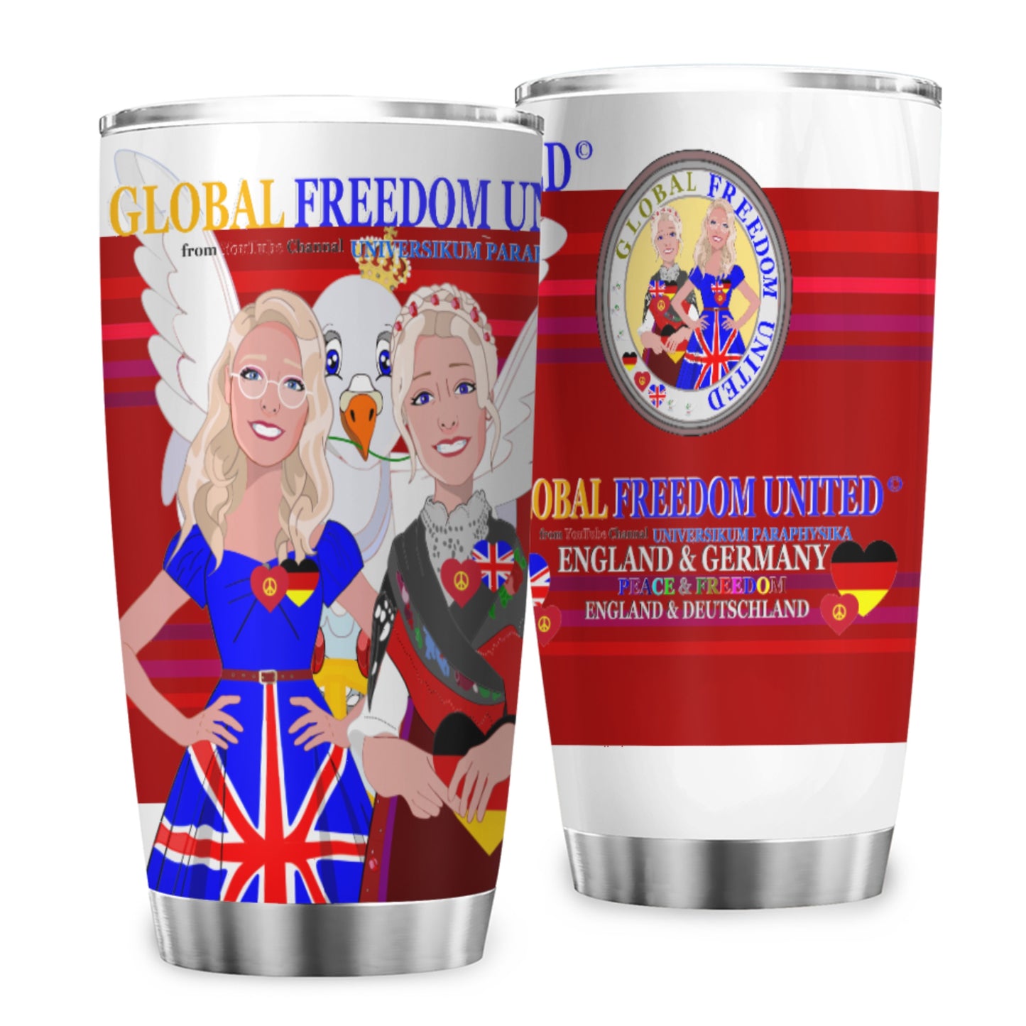 Tumbler Global Freedom United Women England & Germany Old Peace Red