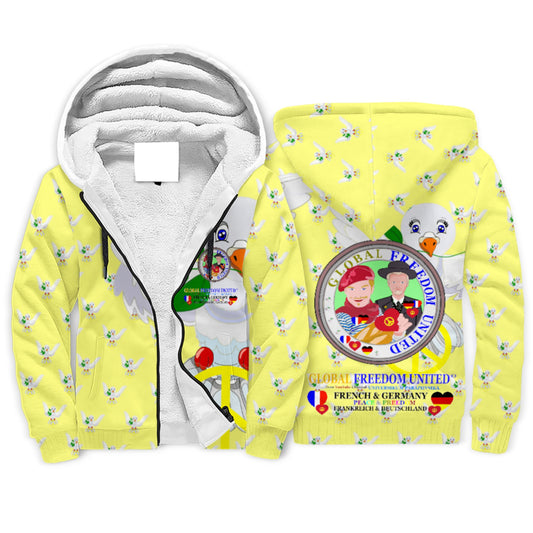 Plush Hoodie GLOBAL FREEDOM UNITED© Men French & Germany  Yellow