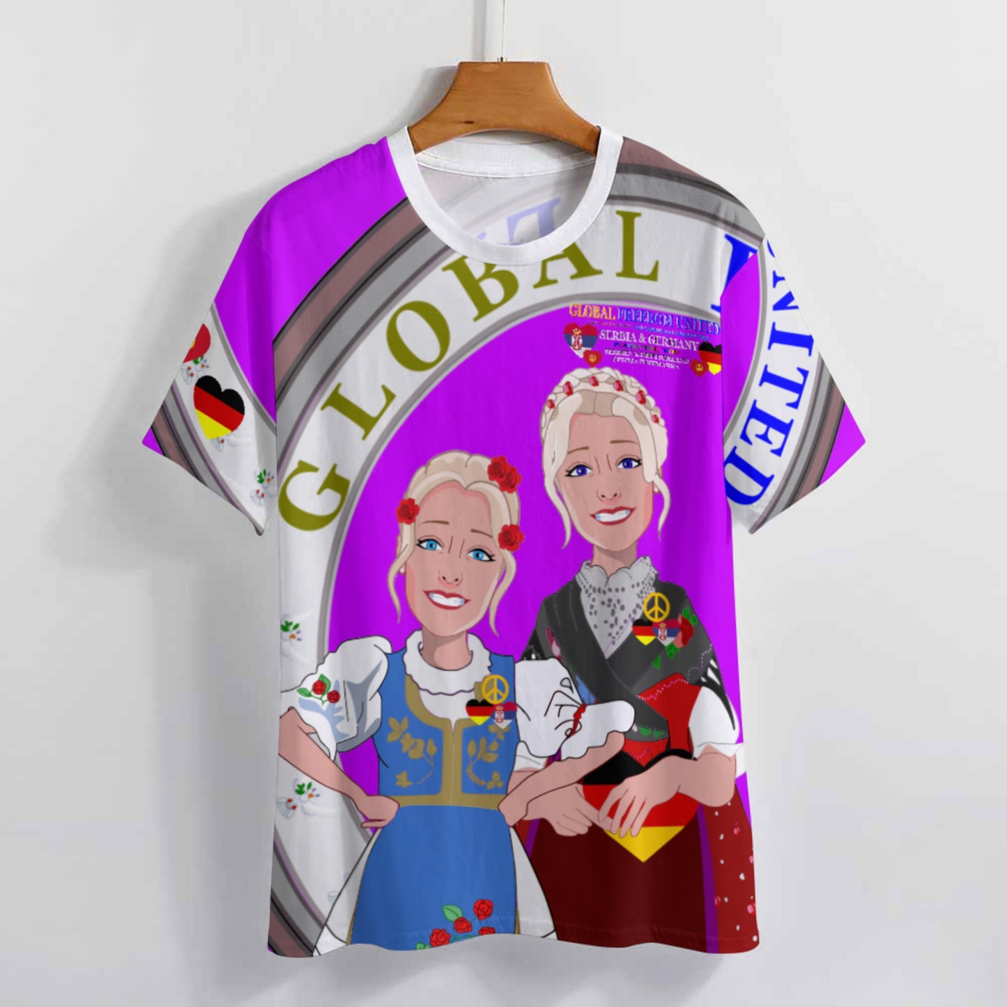 Women´s T-shirt GLOBAL FREEDOM UNITED© Women Serbia & Germany Lilac
