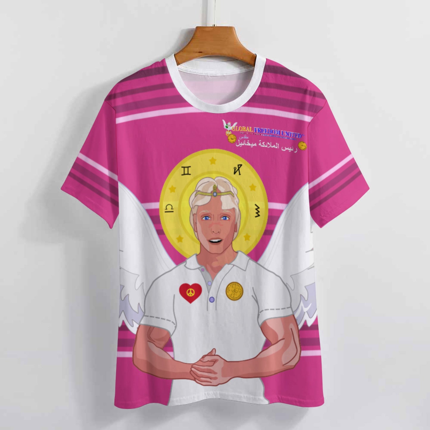 Women´s T-shirt Global Freedom United Archangel Michael Arabic V2 Pink1