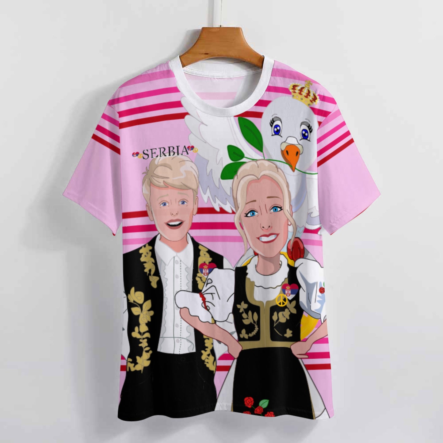 Women´s T-shirt 2 Global Freedom United Couple Edition Serbia Black Pink2