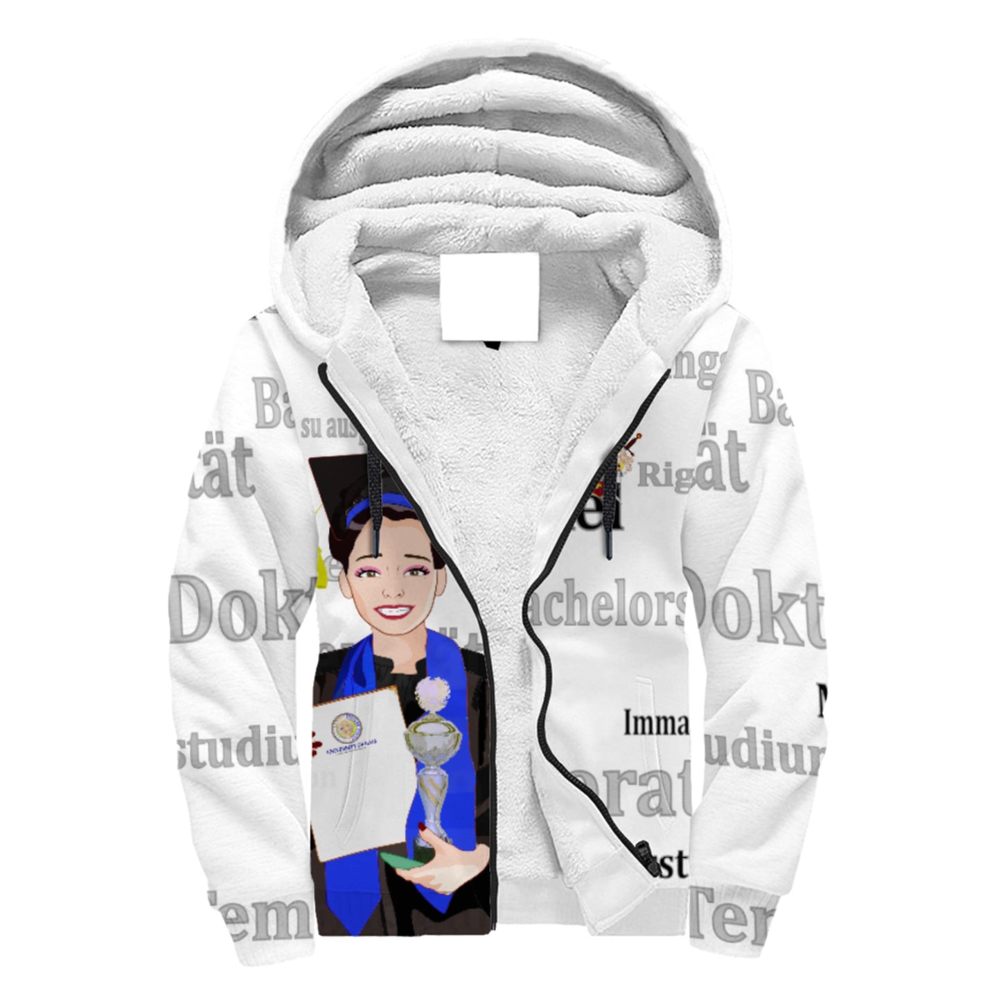 Plush Hoodie Global Freedom United Asia Student Girl Silver Place