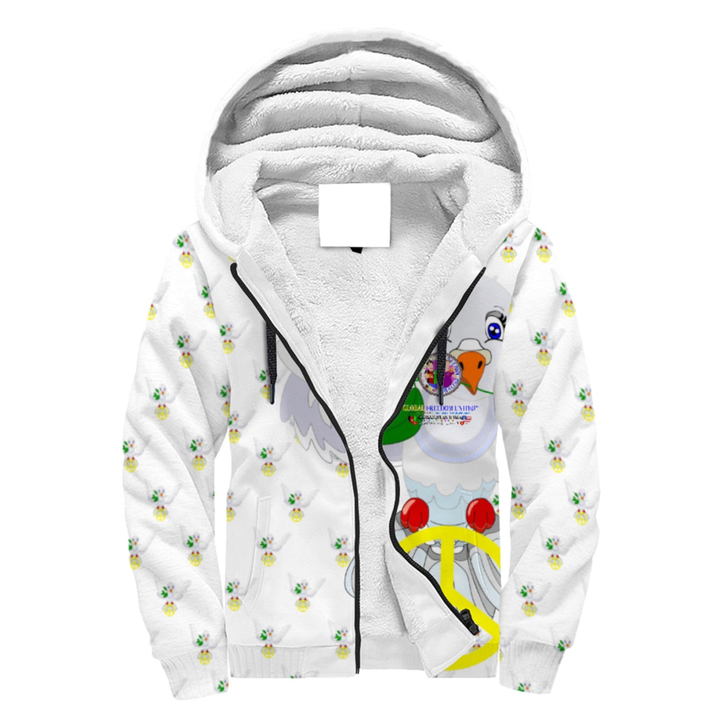 Plush Hoodie GLOBAL FREEDOM UNITED© Men AFGHANISTAN & USA Wight