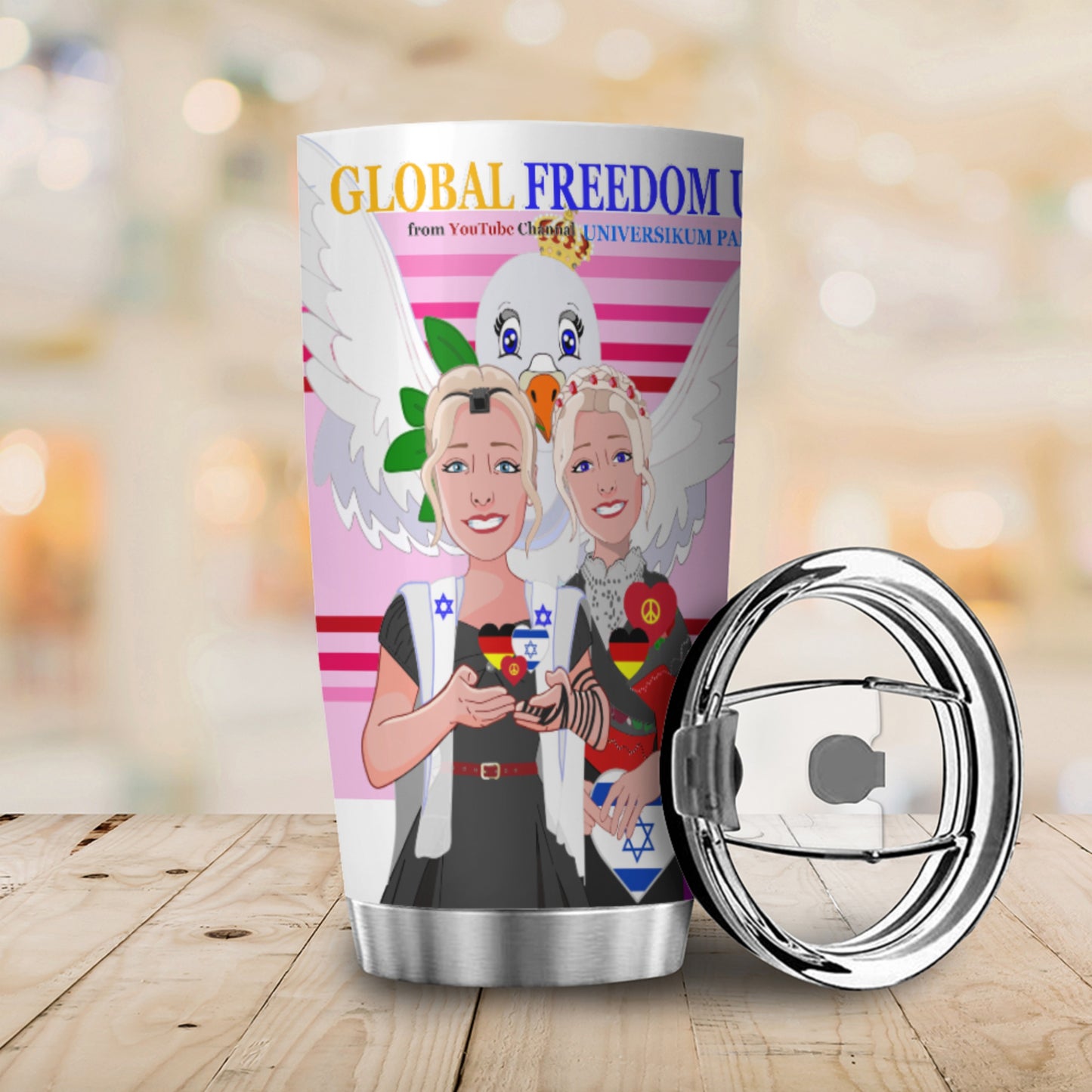 Tumbler GLOBAL FREEDOM UNITED© Women Israel & Germany Pink
