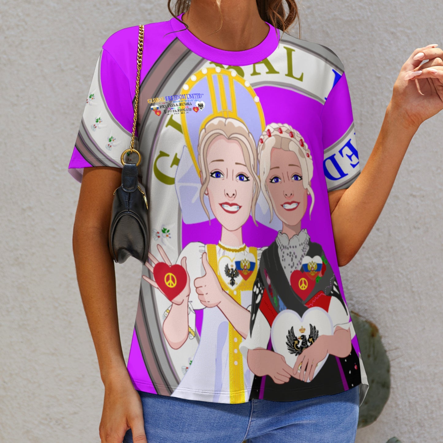 Women´s T-shirt 2 GLOBAL FREEDOM UNITED© Women Prussia & Russia Lilac