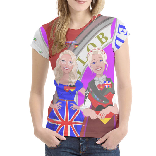 Women´s T-shirt GLOBAL FREEDOM UNITED© Women England & Germany Red