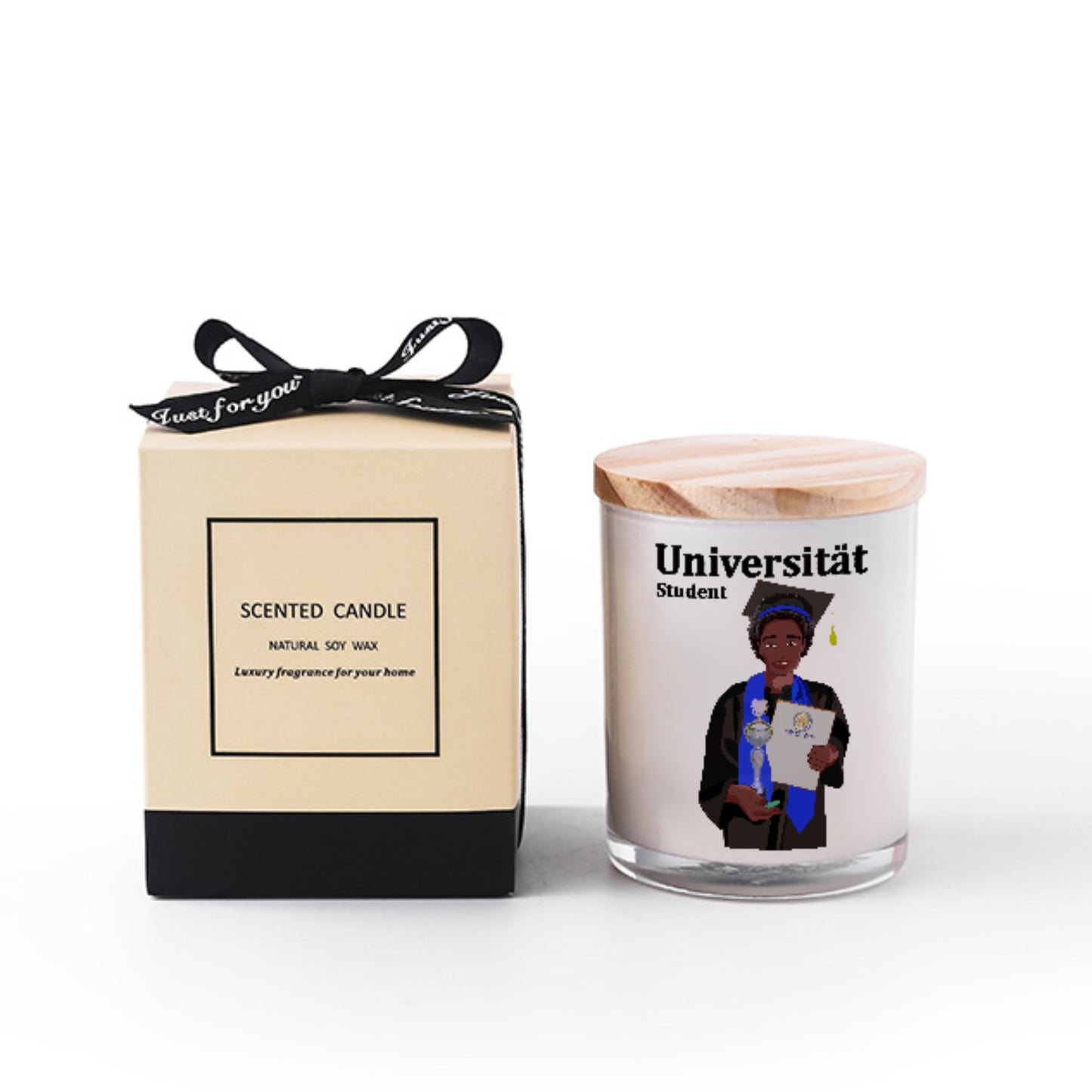 Scented Soy Candle Global Freedom United Afro Student Boy Silver Place