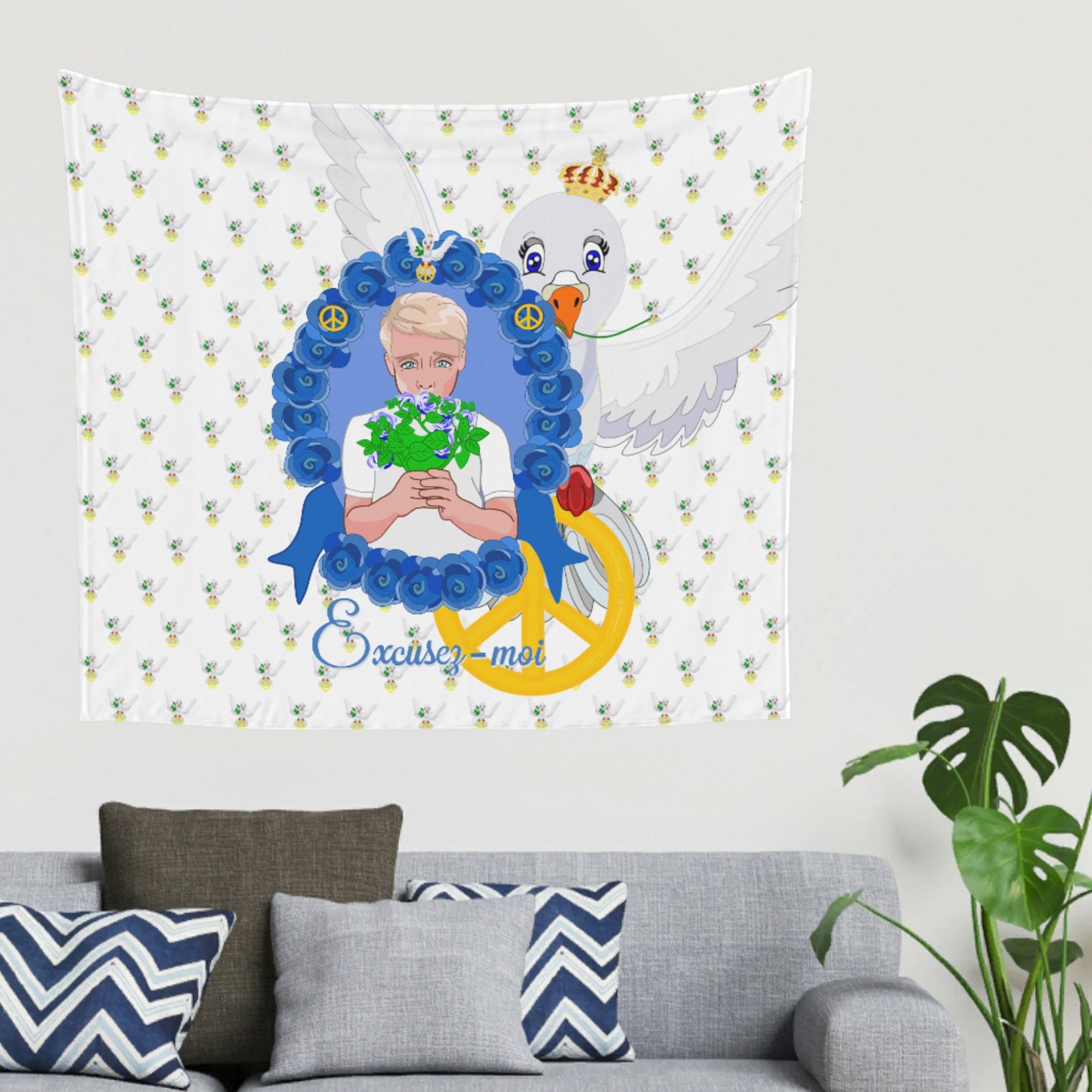 Tapestry GLOBAL FREEDOM UNITED© Un Garcon dit désoié Excusez-moi