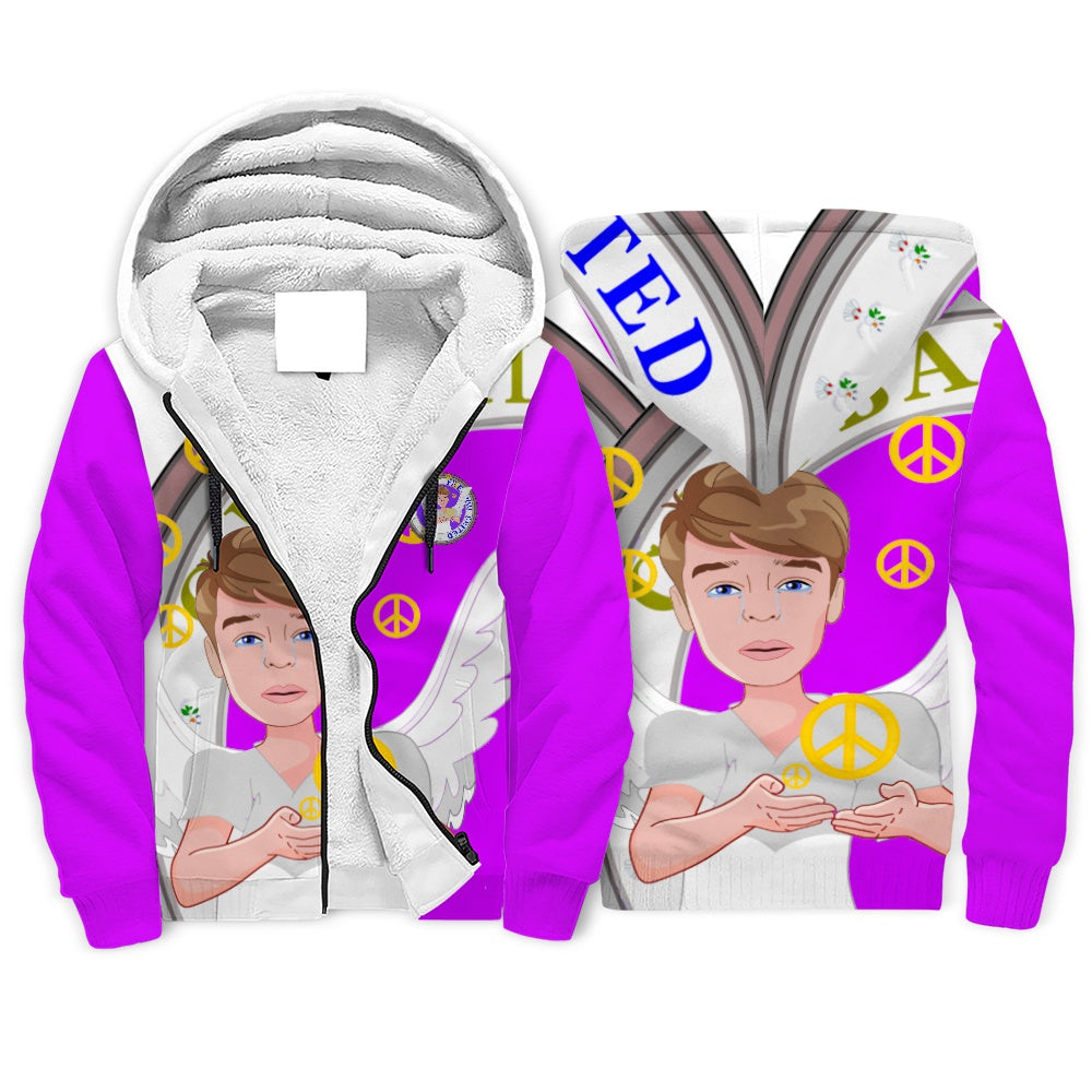 Plush Hoodie Global Freedom United Angel Of Peace Men Old Peace Lilac