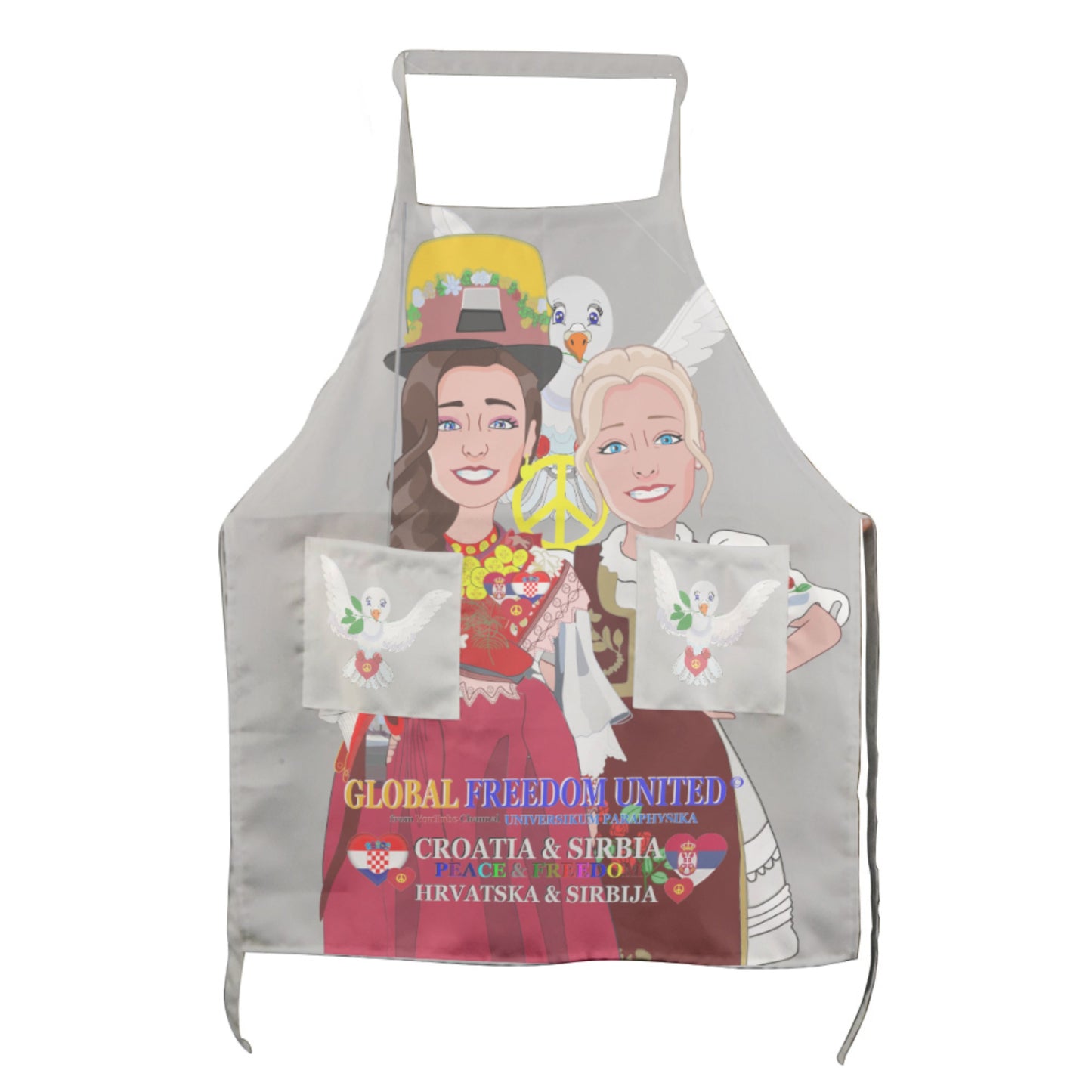 Apron GLOBAL FREEDOM UNITED© Women Croatia & Serbia Grey