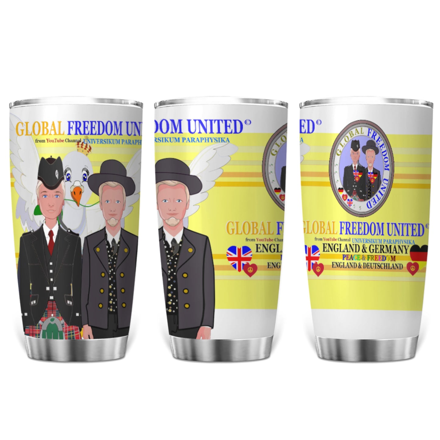 Tumbler Global Freedom United Men England & Germany Old Peace Yellow
