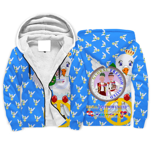 Plush Hoodie GLOBAL FREEDOM UNITED© Men Croatia & Serbia Blue
