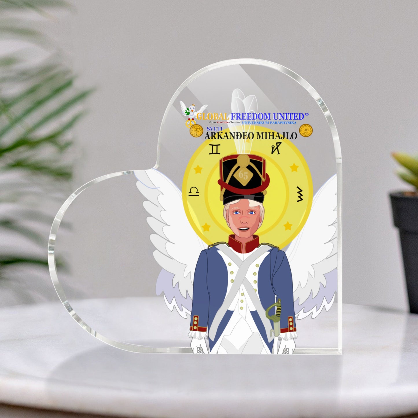 Acryl Heart Global Freedom United Archangel Michael Croatia V1