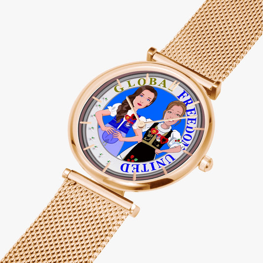 GLOBAL FREEDOM UNITED WOMEN ALBANIA & SERBIA NEW PEACE New Stylish Ultra-Thin Quartz Watch (With Indicators)