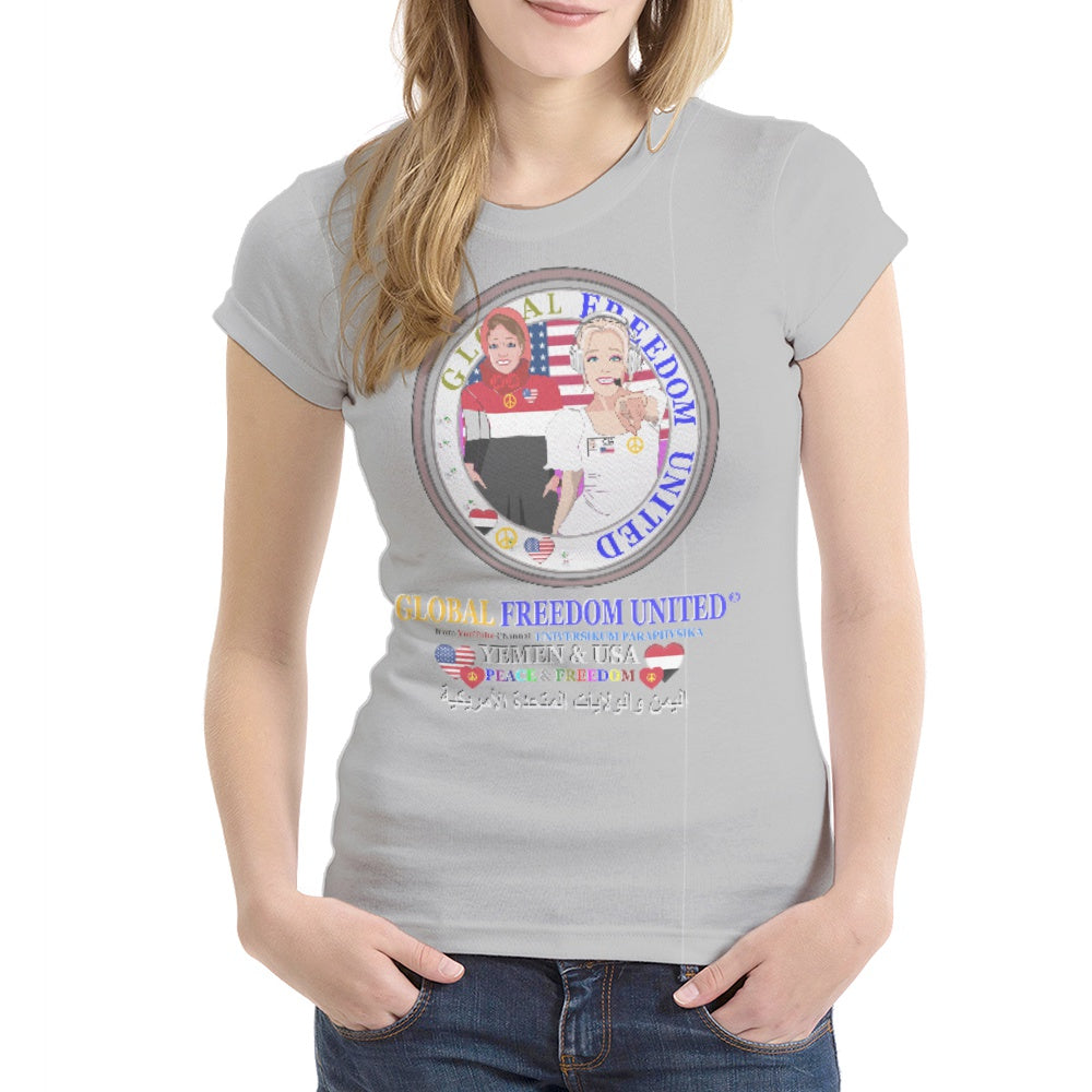 Women´s T-shirt GLOBAL FREEDOM UNITED© Women Yemen & USA Grey