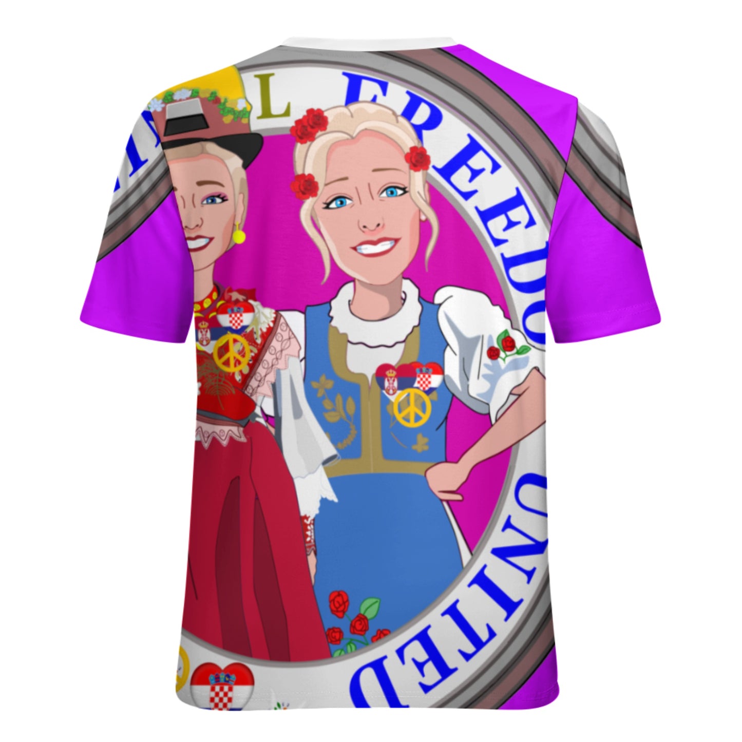 Women´s T-shirt 2 GLOBAL FREEDOM UNITED© Women Croatia & Serbia Blondi Lilac