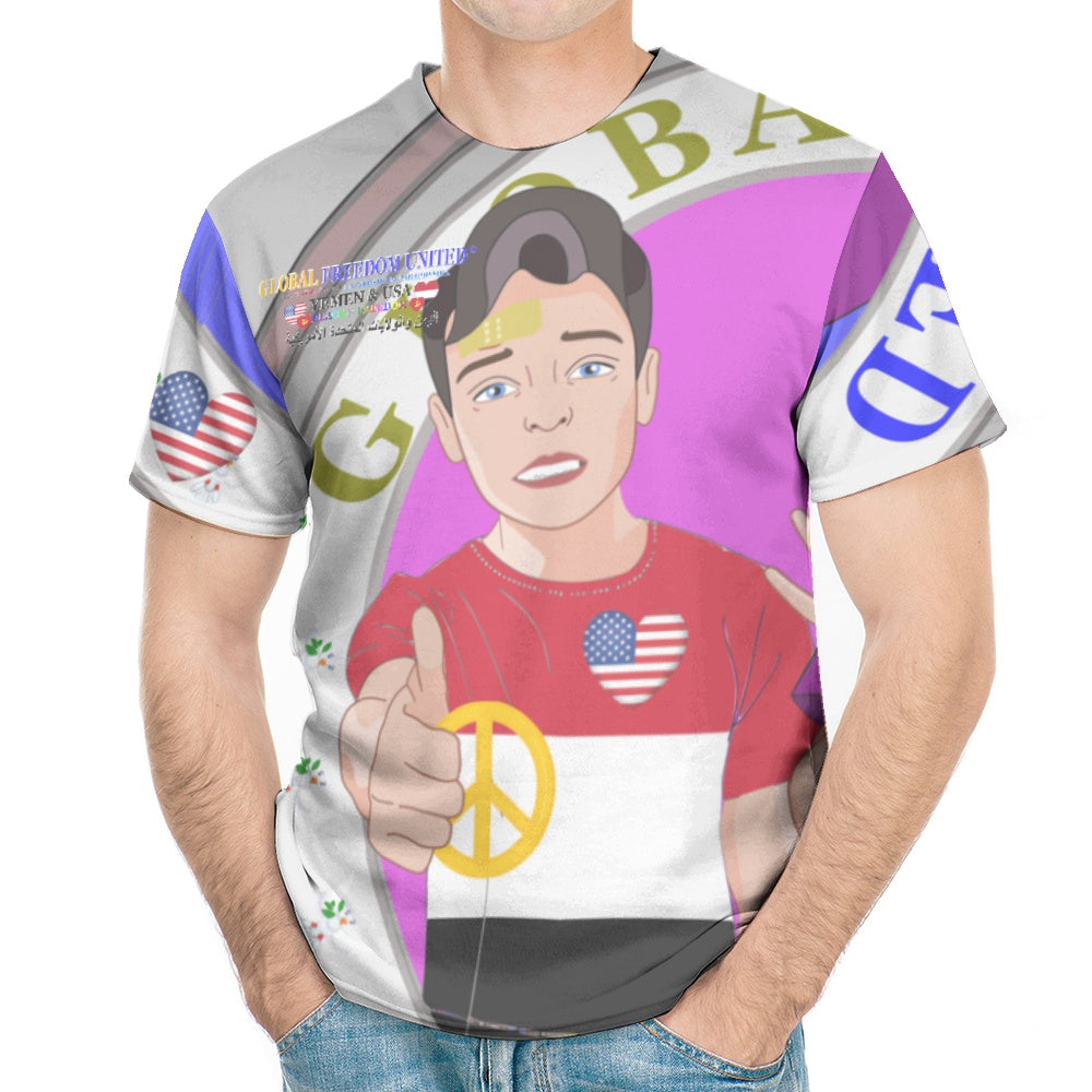 Men´s T-shirt GLOBAL FREEDOM UNITED© Men Yemen & USA Grey