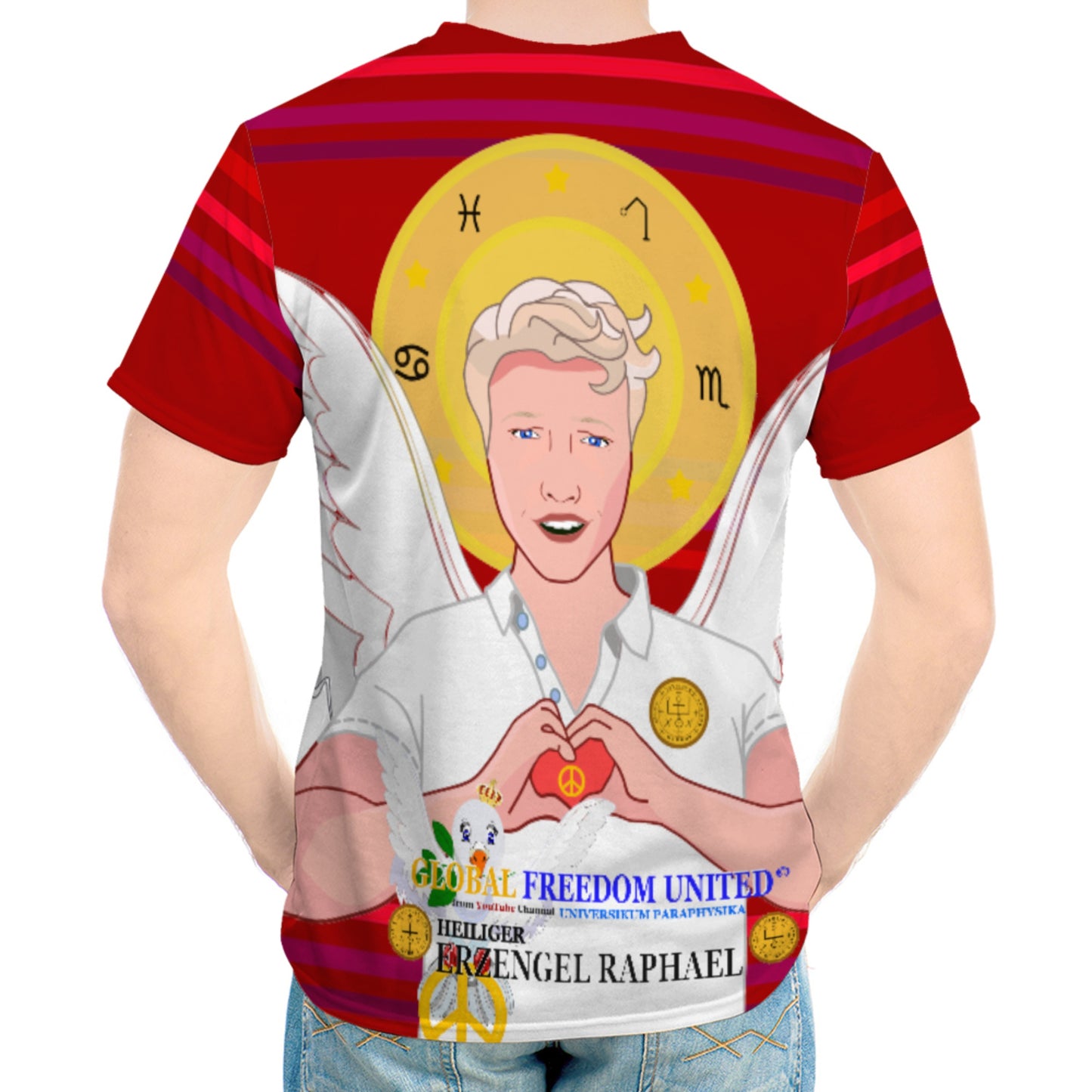 Men´s T-shirt Global Freedom United Archangel Raphael German Red