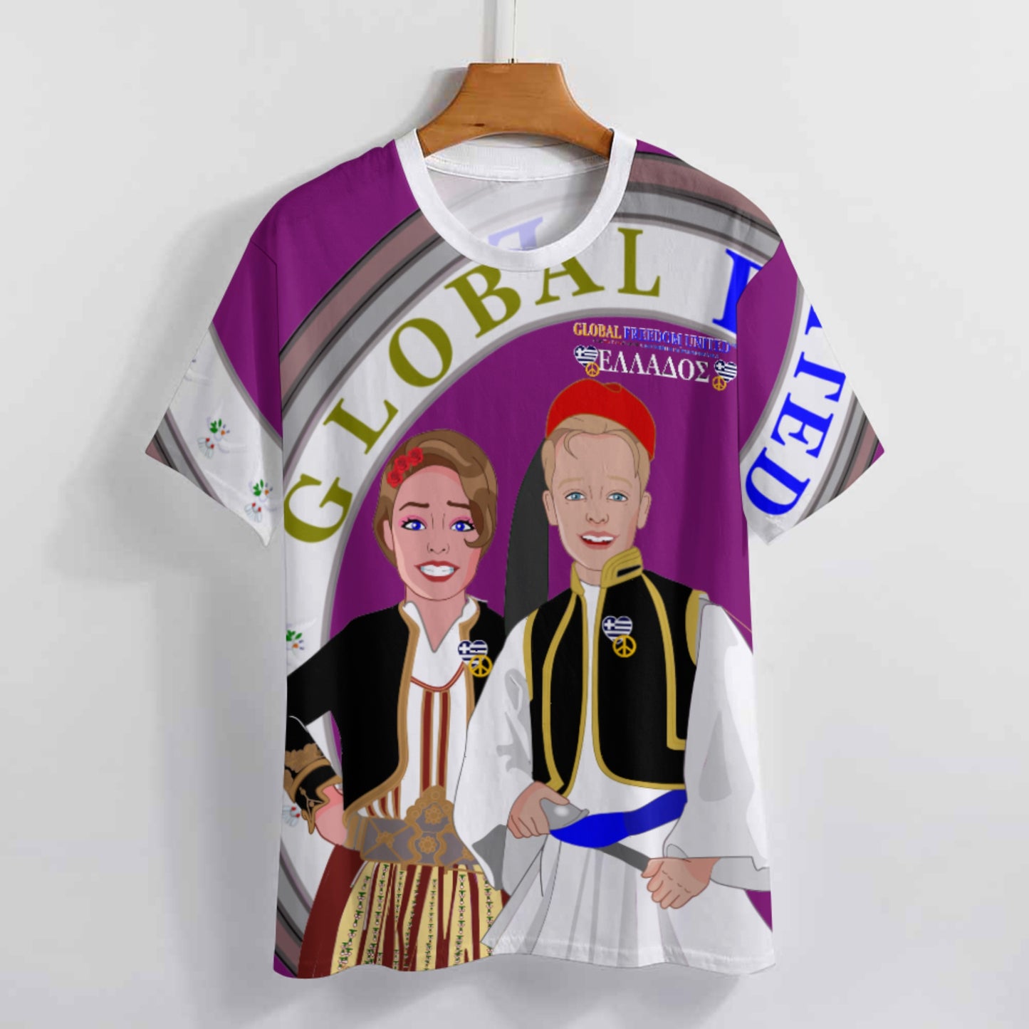 Women´s T-shirt 3 GLOBAL FREEDOM UNITED©  Couple Edition Greece Lilac